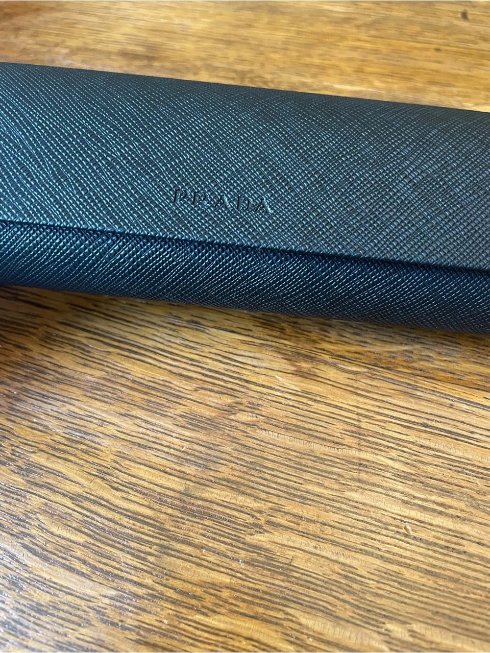 PRADA Black Saffiano Textured Leather Hard Sunglasses Glasses Case UNISEX ?